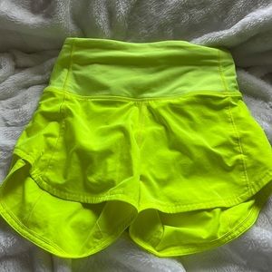 Highlight yellow Lululemon speed up shorts SIZE 0